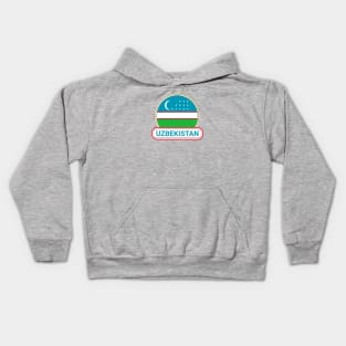 Uzbekistan Country Badge - Uzbekistan Flag Kids Hoodie